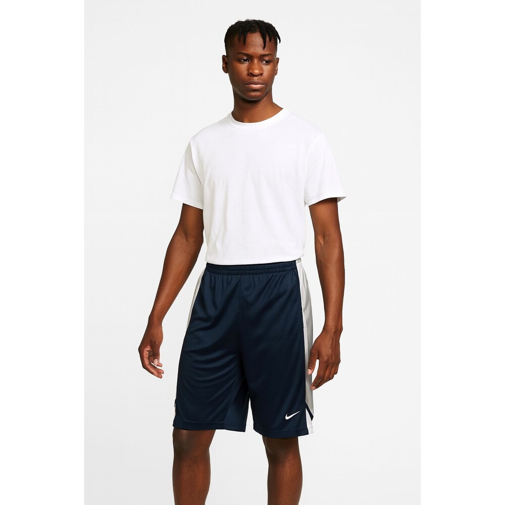 Nike Vintage Super Rare Dazzle Basketball Shorts Navy Blue White Silver L